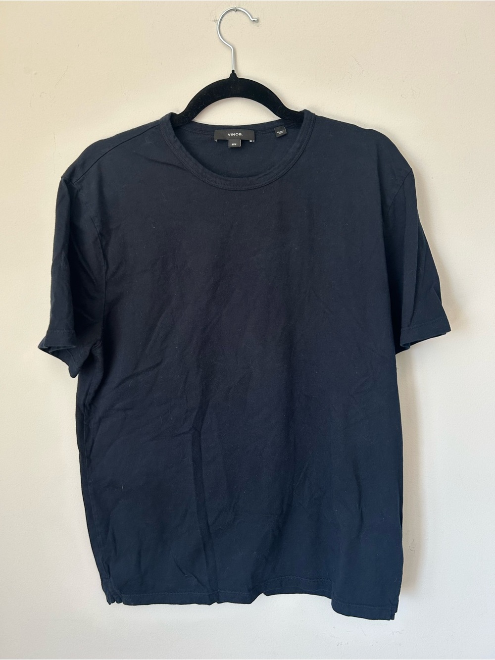 Vince Garment Dyed Men’s Crewneck 100% Cotton T-Shirt in Navy, Sz M